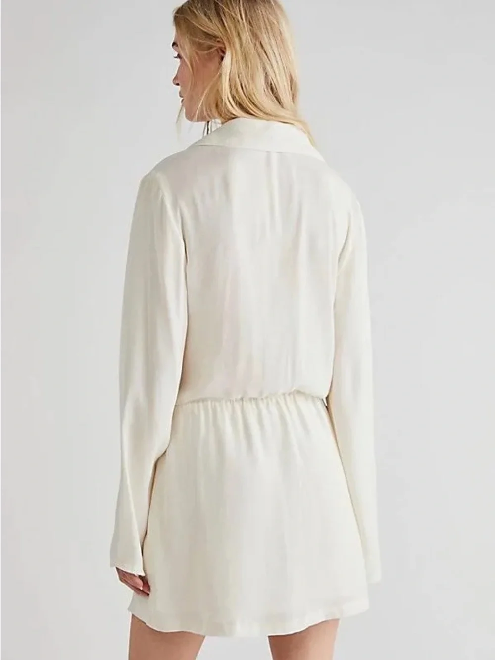 Free People Simone dress - Cream Draped Wrap Long Sleeve Mini Dress